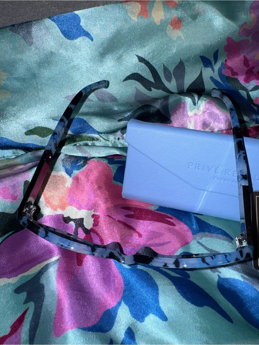 New PRIVE REVAUX Women's Milky Blue Tortoise Cat Eye Sunglasses